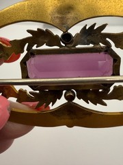 Vintage Sash Pin Brooch Purple Stone Gold Tone Signed George L Paine GLP
