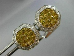 ESTATE LARGE 1.5CT WHITE & INTENSE FANCY YELLOW DIAMOND 18K WHITE GOLD CUFFLINKS