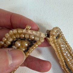 Vintage Necklace Choker Collar Faux Pearl Beaded Mid-Century Old Hollywood Glam