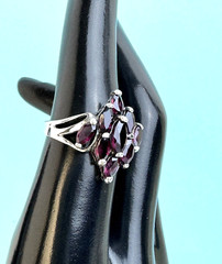 GORGEOUS Vintage AVON Ring SIGNED JJJ Amethyst Cluster size 7