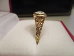 VINTAGE 10K YELLOW/WHITE GOLD DIAMOND FLORAL FILIGREE DOME RING Sz 6.25 – 2.88g