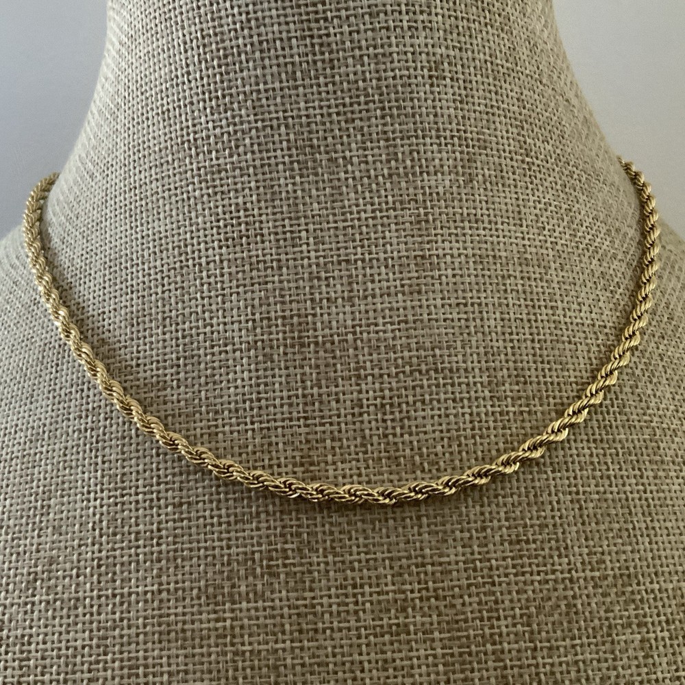 Vintage 90s REVLON twisted classic rope chain necklace in gold tone