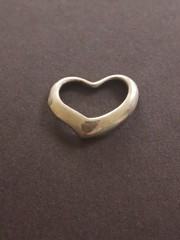 Vintage Sterling Silver Open Heart Pendant .75 in