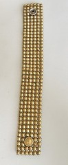 Vintage Swarovski Peridot Green Crystal Band Bracelet Icy Stud Snap Gold Tone 7”