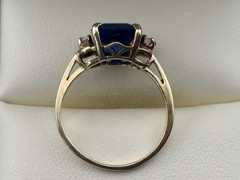 Vintage Kimberly 10K Gold, 3.7 ct Blue Tanzanite & Spinel Ring Size 6 – 2.7 gm