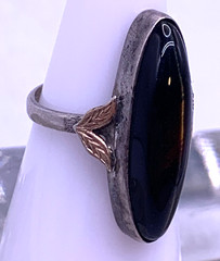 Vintage UNCAS sterling silver and 10k gold Tiger’s Eye Ring size 5