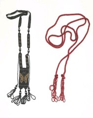 Antique Art Deco Lot 2 Flapper Seed Bead Necklaces Sautoir Butterfly Red Lariat