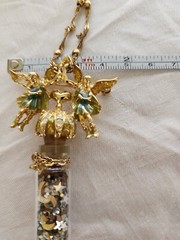 Vintage RARE HTF Retired Kirks Folly Angel Folly Dust Necklace/Pin w/Box 36″