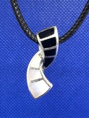Set Pendant & Earrings 925 Sterling Silver 1970s Abalone Onyx NF Thailand