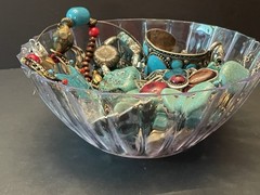 BOHO Southwestern Vtg Curated Mystery Jewelry Jar Turquoise Blue Silver 2+ lbs