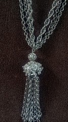 Lot of 2 Vintage Multi Strand Silvertone Tassel Necklaces