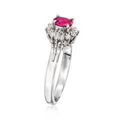 Vintage .36 Carat Ruby Ring with .19 ct. t.w. Diamonds in Platinum. Size 6