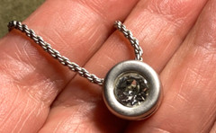 SWAROVSKI SIGNED SWAN SILVER TONE NECKLACE PENDANT 15.5 INCHES LONG