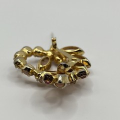 Vintage Pink Frosted Glass Rhinestone Brooch Pin Possible Unsigned D&E Juliana