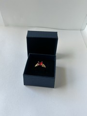 Vintage Red Cubic Zirconia Ring Gold Plated Womens Size 7