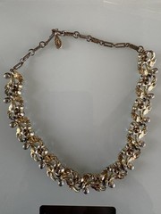 Vintage Lisner Aurora Borealis Necklace 16” Gold Tone Choker 1960s READ