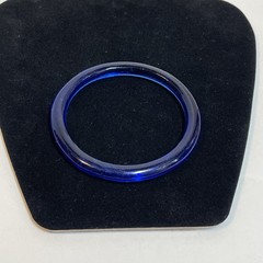 Vintage Royal Blue Glossy Solid GLASS Mod Bangle Bracelet Jewelry