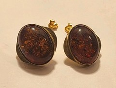 Art Deco Vtg Antique 14kt Solid Gold Huge Amber Hallmark Earrings Not Scrap 7.8g