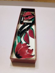 Contempo Pink Lotus Enamel Necklace , Brooch,Earrings Set New Old Stock STUNNING