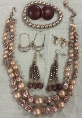 Vintage Blush Pink Statement Jewelry Lot Necklace Bracelet Earrings Pearl Chic