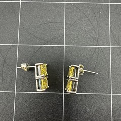 Vintage Ross Simons Silver 925 Canary Yellow Baguette Cut CZ Earrings .5″ long