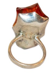 Vintage Baltic Cognac Amber Sterling Silver Ring US 6 1/4