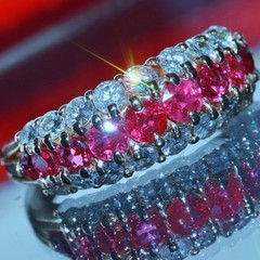 14k yellow gold 1.50ct natural diamond size 6.75 ring ruby band heated 4.95gr
