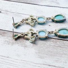 Vintage Earrings For Pierced Ears – Bluey Green Tones Dangle