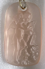 Vtg Kirks Folly Kissing Cherubs Pendant Necklace AB Rhinestones Retired 1990’s