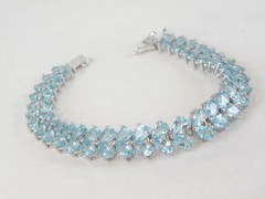 Vintage Sterling Silver 925 Natural Madagascar Blue Apatite Tennis Bracelet 7.5″