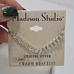 925 Sterling Silver Madison Studios Charm Bracelet 7″ And Picture Frame Charm
