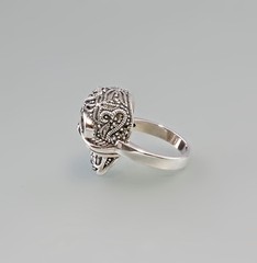 925 Sterling Silver Garnet & Markasite Skull Ring Gr.59 9927445