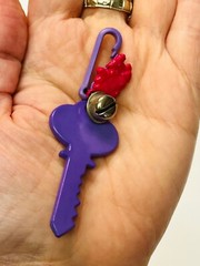 1980s Bell Charm Purple Key Collectible Clip On Charm for 1980s Necklace BIN J