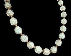 Vintage Murano Venetian light baby blue, sky-blue gold foil glass beads 17″ EUC