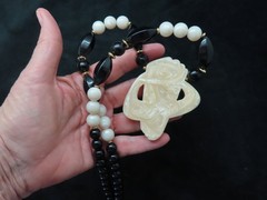 Authentic 1970’s-80’s Lucite Statement Necklace Black & Cream