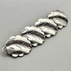 TEKA Theodor Klotz Germany Leaves Brooch Continental Silver 800 Art Deco Bar Pin