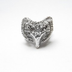 Sterling Silver Estate Detailed Ram With Large Horns Aries Statement Ring