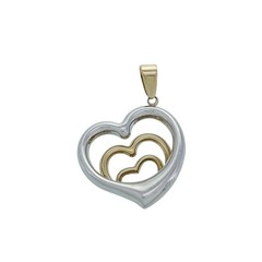 Vintage Sterling Silver 925 1/20 10K Gold-Fill Triple Heart Pendant