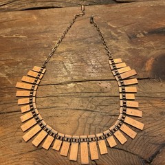 COPPER MATISSE RENOIR FRINGE VINTAGE NECKLACE COSTUME SIGNED