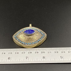 Amazing Afghan Silver Plated Brass Eye Shaped Beautiful Tribal Unique Pendant