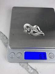Vintage 925 Sterling Silver Deco Marcasite Heart Stud Earrings