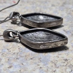 Vintage Silver Metal Black Onyx Dangling Earrings Pierced Wire 15.7 Grams