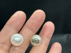 SALE ! Vintage Estate white gold plated Floral Freshwater Pearl 10mm earrings