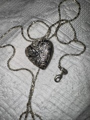 Vintage.925 Silver Heart Shaped Locket With Fabulous Chain