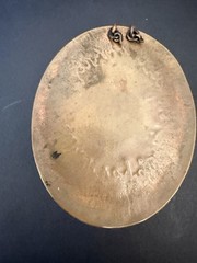 Vintage Egyptian Revival Copper Large Green Onyx Calcite Scarab Pendant 2.5”