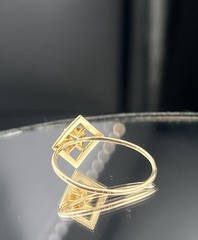 ATQ Vtg 10k Yellow Gold Diamond Ring Brooch Conversion Flower in Square sz 10