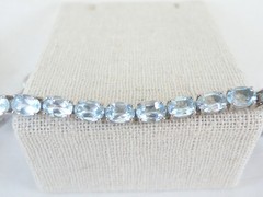 Sterling Silver 925 Natural Heated Blue Topaz Tennis Line Bracelet 7.5″