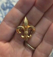 Fleur De Lis Watch Pin 1/20 12k Gold Filled Material With Vintage Swiss Pocket
