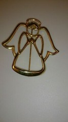 **STUNNING!!**AAI Brand Signed Gold Toned Angel Pin Brooch Rhinestone Eyes 2″