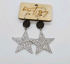 Star Crystal Chandelier Earring Dangle White Rhinestone PAVE Statement 3.5 in